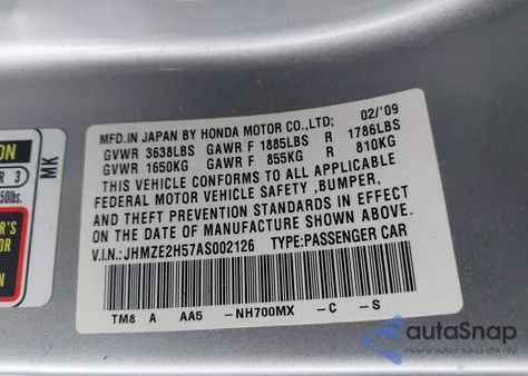 2010 Honda Insight Lx z USA, uszkodzony, nr VIN JHMZE2H57AS002126
